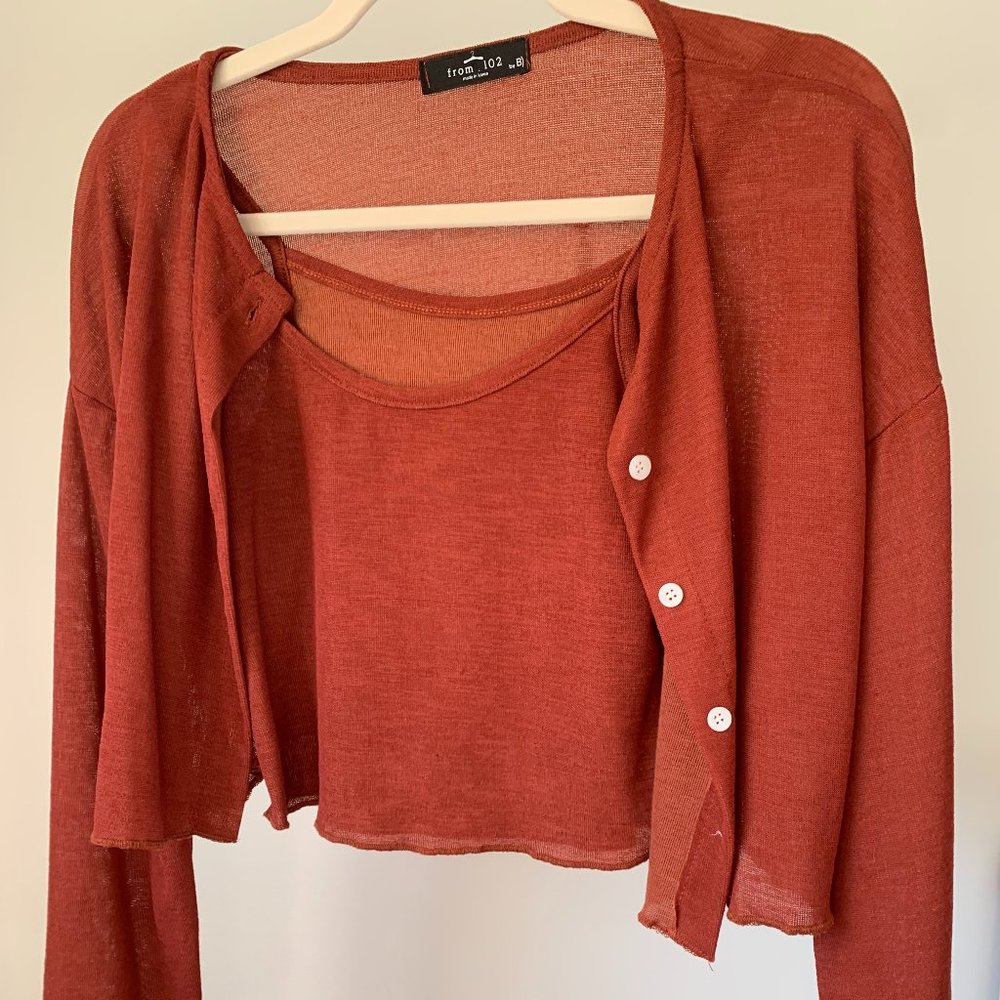 Cropped Tank/Cardigan Set